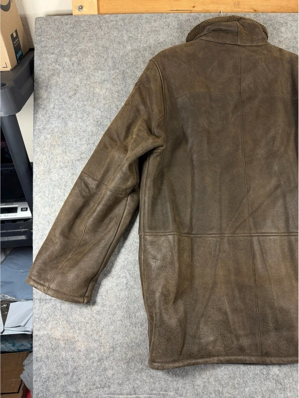 Vintage Shearling Coat Mens Dark Brown Soft Sheepskin Hooded Coat Jacket 22x33